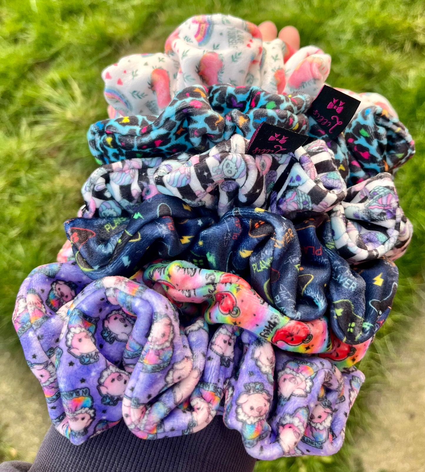 XL Stretch Squish Scrunchies | Soft, Thick & Warm Hair Accessories | Handmade in Manchester | Bold & Playful Patterns