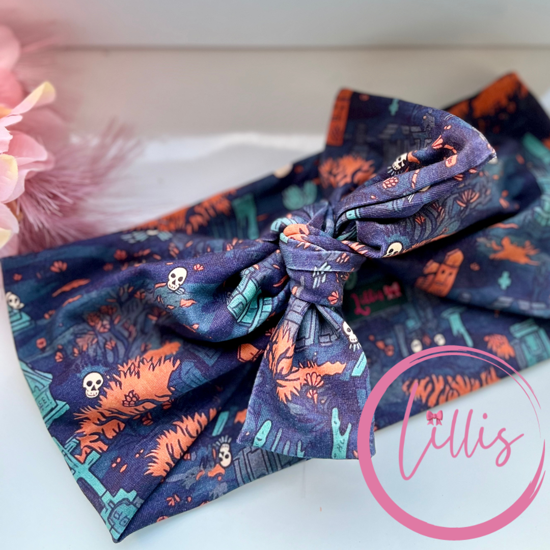 Faux bow headband soft super stretchy wear 3 ways Cute but Dark Designs