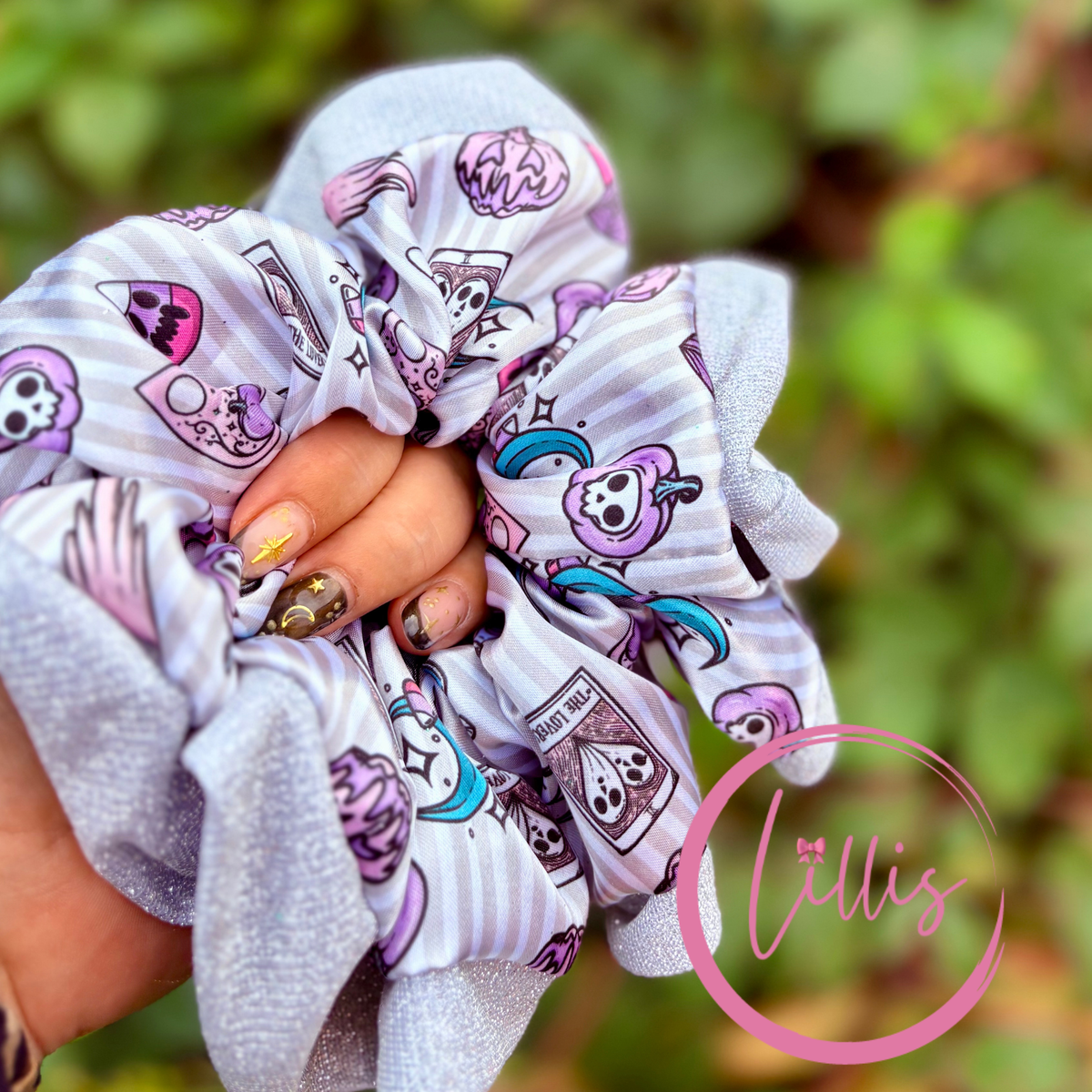 Glitter & Gloom - Oversized Satin Glitter Scrunchie