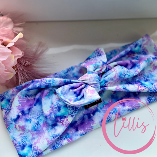 Faux bow headband soft super stretchy wear 3 ways Cute but Dark Designs