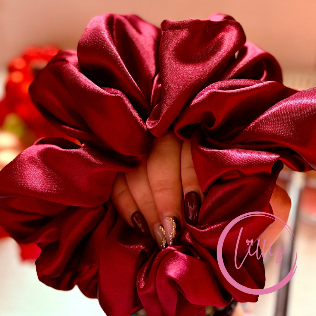 XL & XXL Satin Silk Scrunchies | Plain Colours | Handmade Luxury Hair Accessories