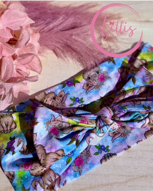 Faux bow headband soft super stretchy wear 3 ways
