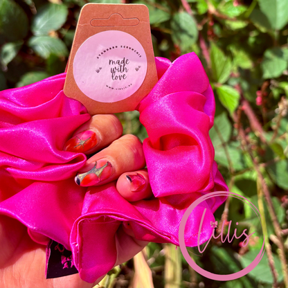 Fuschia - Standard Satin Silk Scrunchie