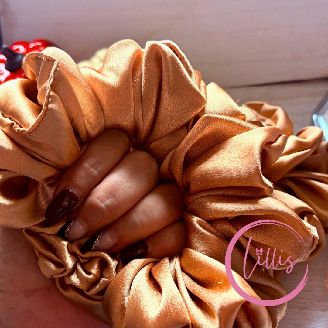 XL & XXL Satin Silk Scrunchies | Plain Colours | Handmade Luxury Hair Accessories