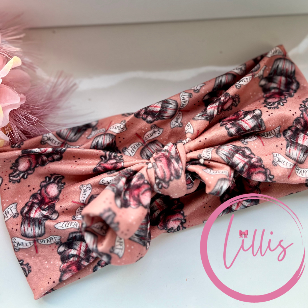 Faux bow headband soft super stretchy wear 3 ways Cute but Dark Designs