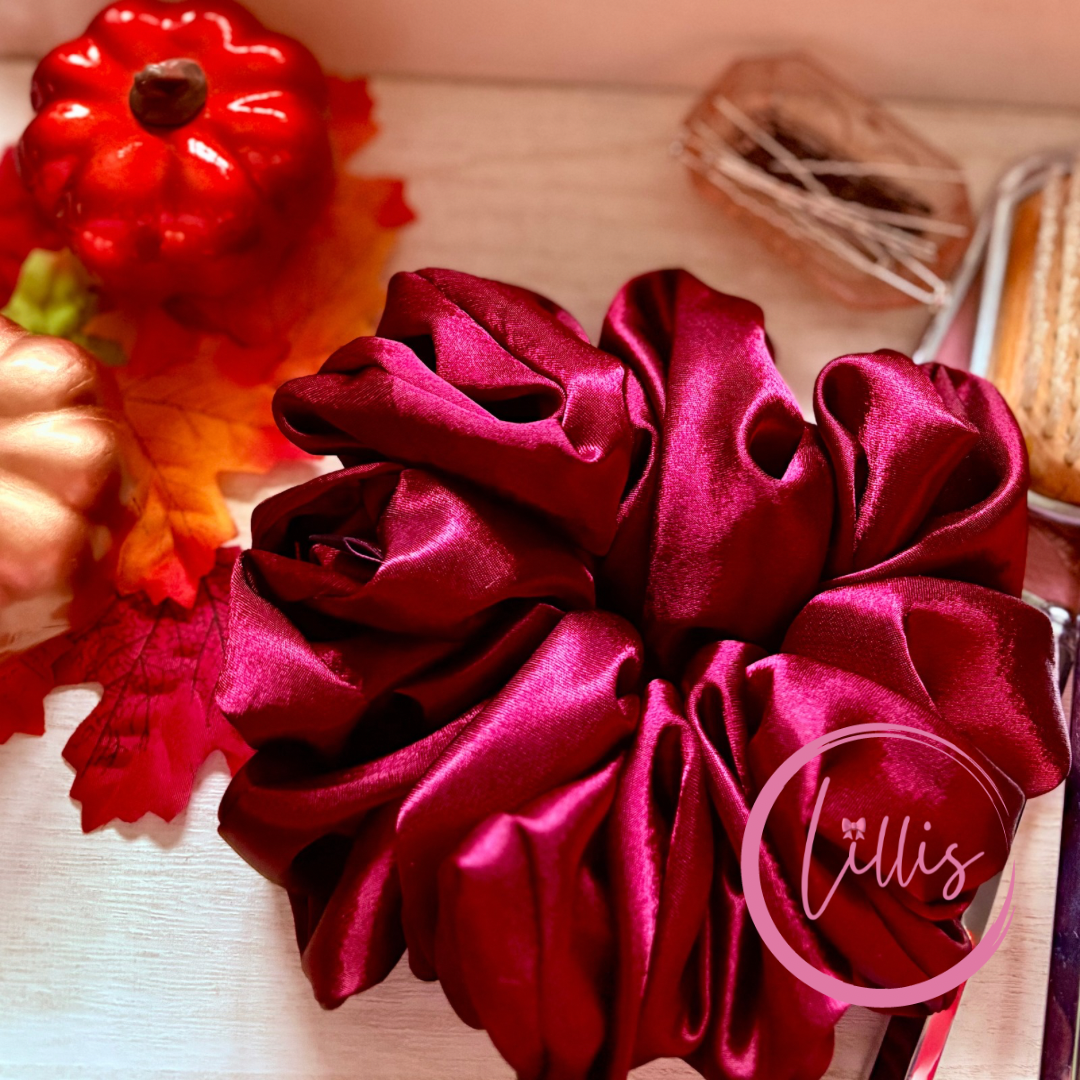 XL & XXL Satin Silk Scrunchies | Plain Colours | Handmade Luxury Hair Accessories