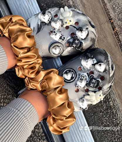 Croc Scrunchies – Satin Silk, Velvet & Faux Fur