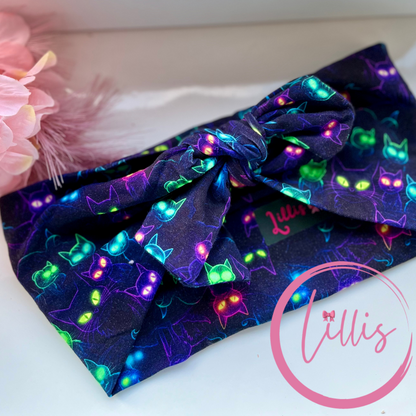 Faux bow headband soft super stretchy wear 3 ways Cute but Dark Designs