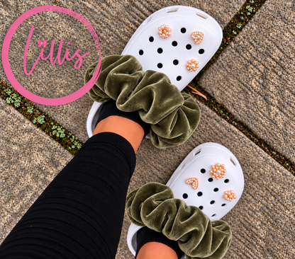 Croc Scrunchies – Satin Silk, Velvet & Faux Fur