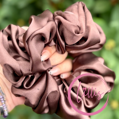 XL & XXL Satin Silk Scrunchies | Plain Colours | Handmade Luxury Hair Accessories
