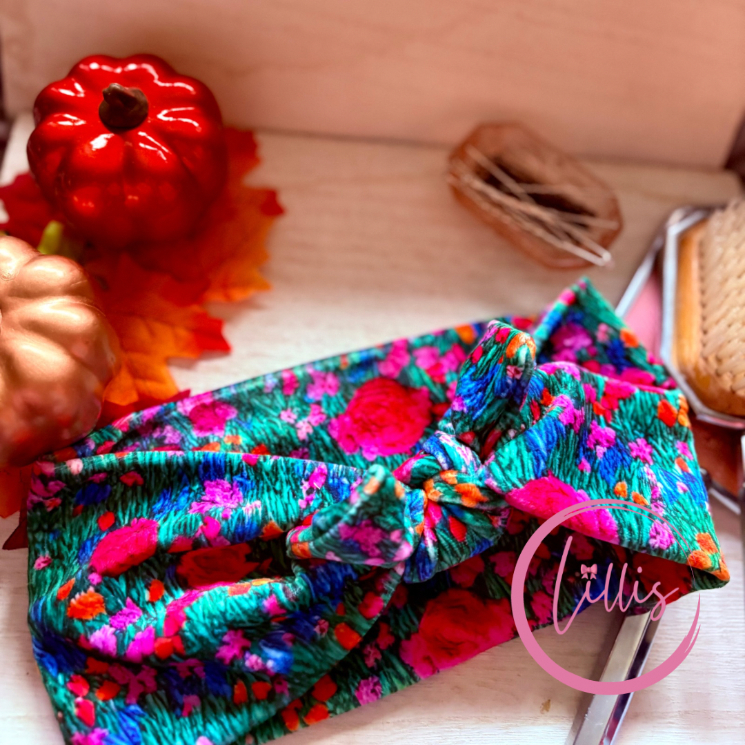 Velvet Faux Bow Headband | Soft, Warm & Stretchy | Handmade 3-Way Wear Hair Accessory